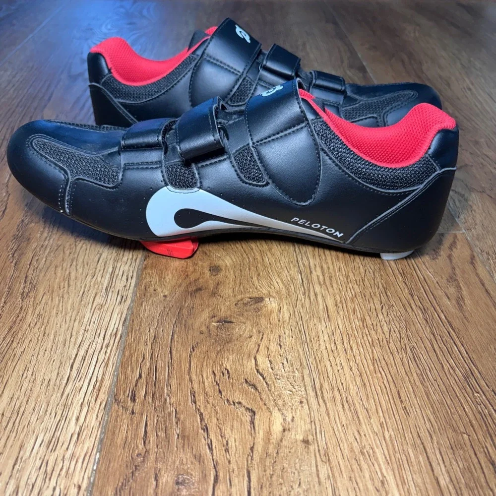 Peloton Cycling Shoes Black Red Size 43 Delta Cleats Mens US 10 Women's US 12‎